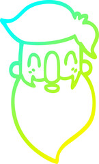 cold gradient line drawing cartoon man with beard