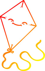 warm gradient line drawing cartoon kite