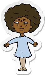 sticker of a cartoon bitter old woman