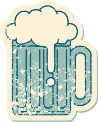 distressed sticker tattoo style icon of a beer tankard