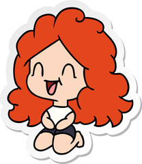 sticker cartoon cute kawaii happy girl