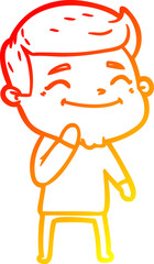 warm gradient line drawing happy cartoon man