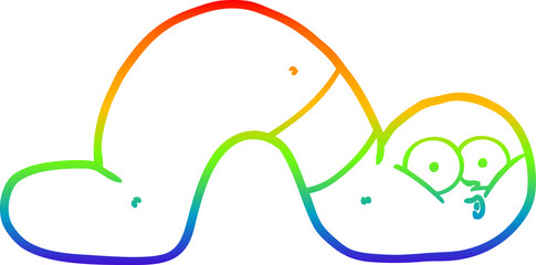 rainbow gradient line drawing cartoon worm