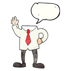 speech bubble textured cartoon headless businessman