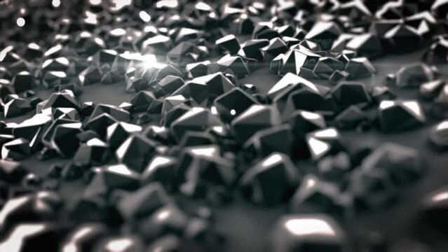 3d animation of the different chemical element. rare earth metals. metal particles