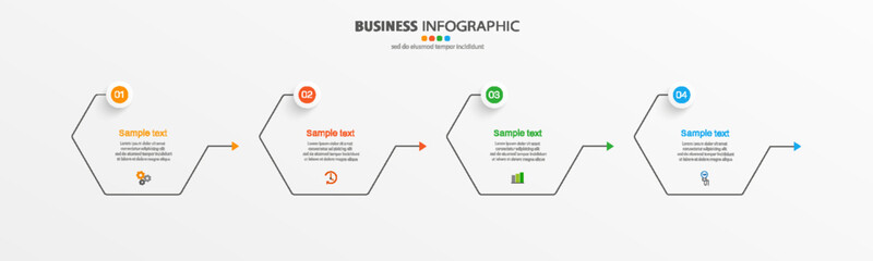 Business vector infographic template with 4 options or steps. Can be used for workflow layout, diagram, annual report, web design