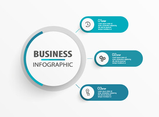 Business vector infographic template with 3 options or steps. Can be used for workflow layout, diagram, annual report, web design