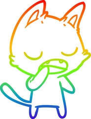 rainbow gradient line drawing talking cat cartoon