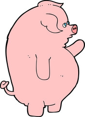 cartoon fat pig