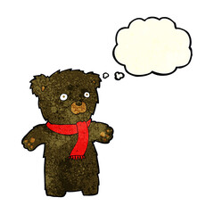 cartoon cute black bear with thought bubble