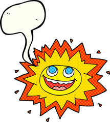 happy comic book speech bubble cartoon sun