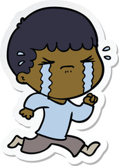 sticker of a cartoon man crying