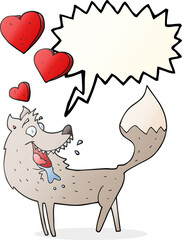 speech bubble cartoon wolf in love