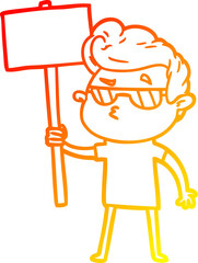 warm gradient line drawing cartoon cool guy