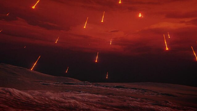 3d animation of the meteor shower. Birth of Earth. meteor Rain. space
