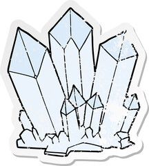 distressed sticker of a cartoon crystals
