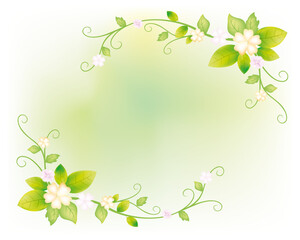 Fototapeta na wymiar mystery fantasy wild flower vines beautiful green frame photo background template