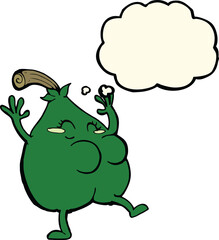 a nice pear cartoon with thought bubble