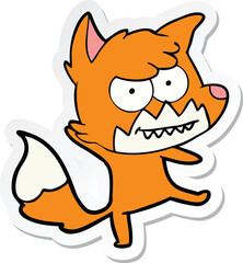 sticker of a cartoon grinning fox