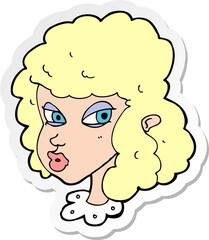 sticker of a cartoon suspicious woman