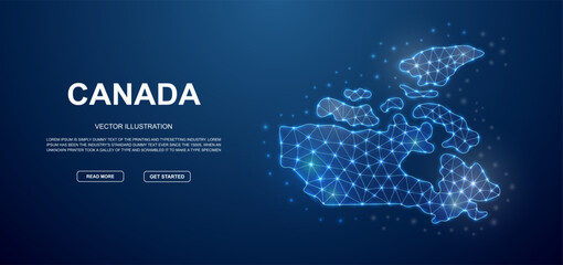 Canada 3d low poly landing page template. Canada map design illustration. Polygonal Country map illustration for website design