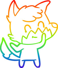 rainbow gradient line drawing cartoon happy fox