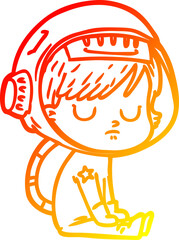 warm gradient line drawing cartoon astronaut woman