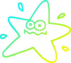 cold gradient line drawing funny cartoon star
