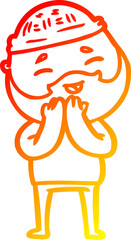 warm gradient line drawing cartoon happy bearded man