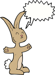 cartoon rabbit with speech bubble