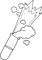 black and white cartoon science test tube