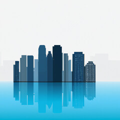 Fototapeta na wymiar blue city skyline