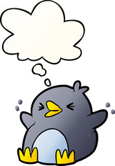 cartoon penguin and thought bubble in smooth gradient style
