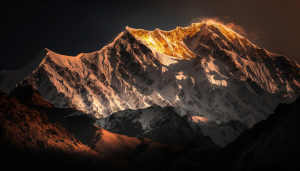 Mountain, Peak, Himalaya, Everest, Generative AI, Illustration