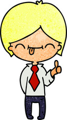 textured cartoon of boy with thumb up