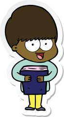 sticker of a happy cartoon boy