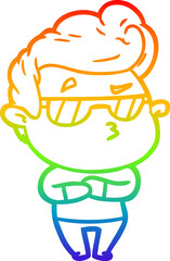 rainbow gradient line drawing cartoon cool guy