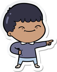 sticker of a cartoon happy boy