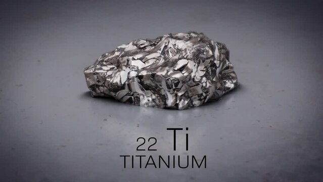 3d animation of the chemical element Titanium. Rare earth metals.Periodic table 22