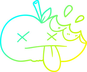 cold gradient line drawing cartoon bitten apple