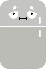 flat color retro cartoon fridge freezer