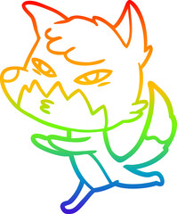 rainbow gradient line drawing clever cartoon fox