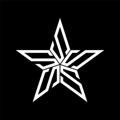 Initial letter S or number 5 logo template with geometric sacred star line art illustration in flat design monogram symbol