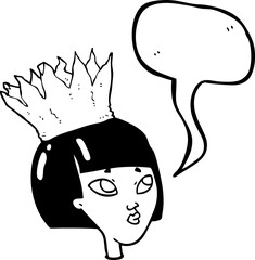 speech bubble cartoon woman wearing paper crown