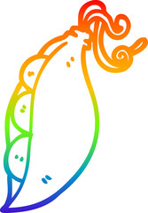 rainbow gradient line drawing cartoon peas in pod