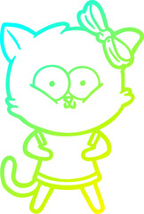 cold gradient line drawing cartoon cat