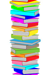 Pile of books. Bookstore, library, book shop. Literature, dictionaries, encyclopedias, planners. Vector illustration