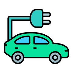 Electric Car Filled Line Icon