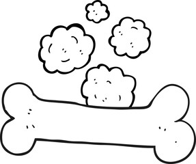 black and white cartoon bone