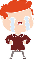 flat color style cartoon man crying